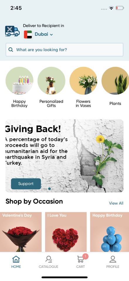 Floward old app, homepage with product grid