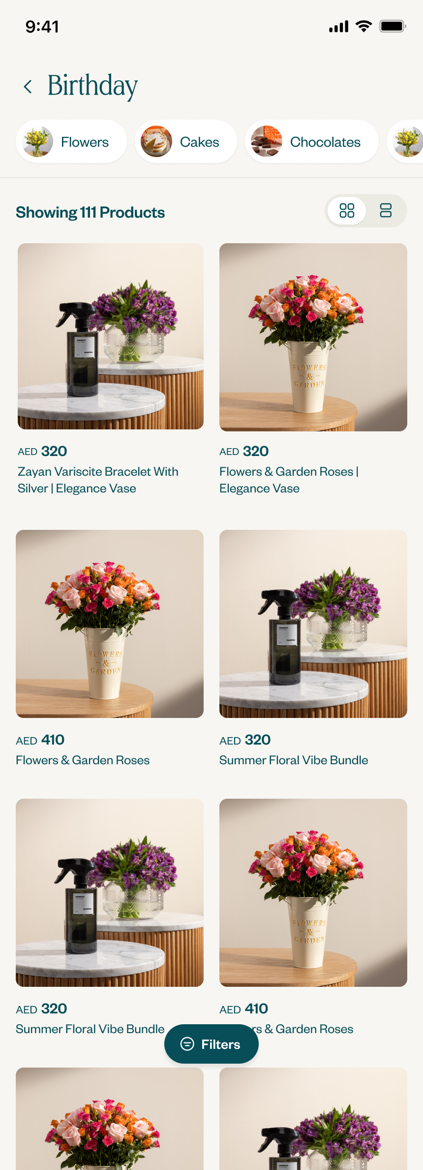 Floward Product Listing Page, Occasions