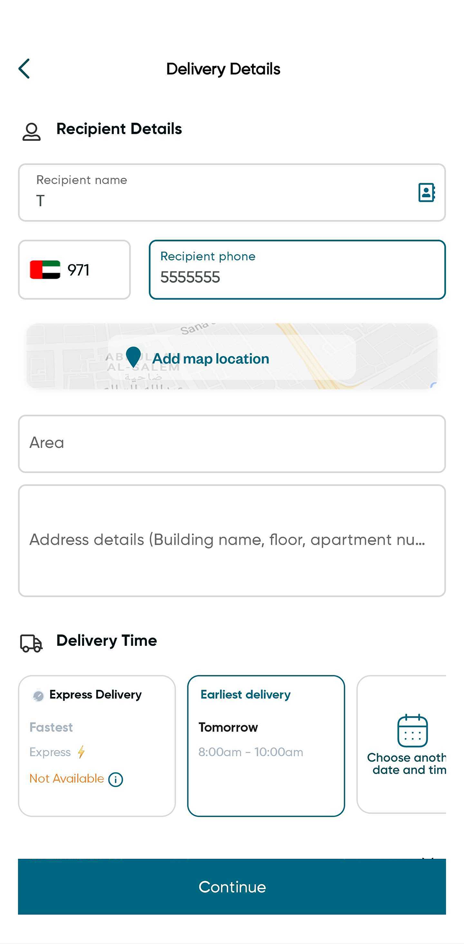 Old Floward checkout, Delivery Details page with shipping address form